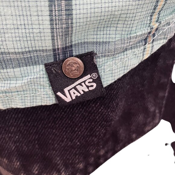 Vans Plaid Button Up Shirt Mens Medium Green Casual Skatewear Short Sleeve - Picture 4 of 9